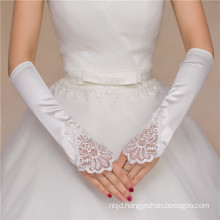 Women bridal wedding satin elbow high quality wedding lace gloves